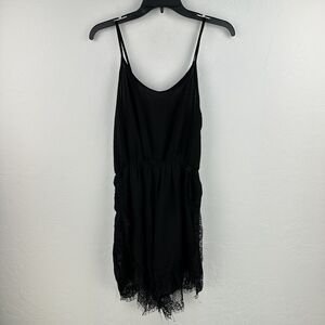 Face Face‎ Women's Black Romper L Eyelash Lace Detail Lined Spaghetti Straps